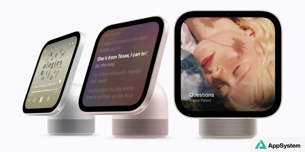 Appareils HomeView Apple affichant musique, paroles et contenu vidéo