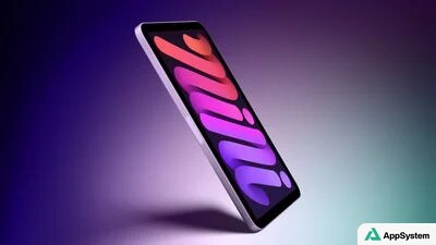 Rendu conceptuel d’un iPad mini affichant un fond d’écran coloré