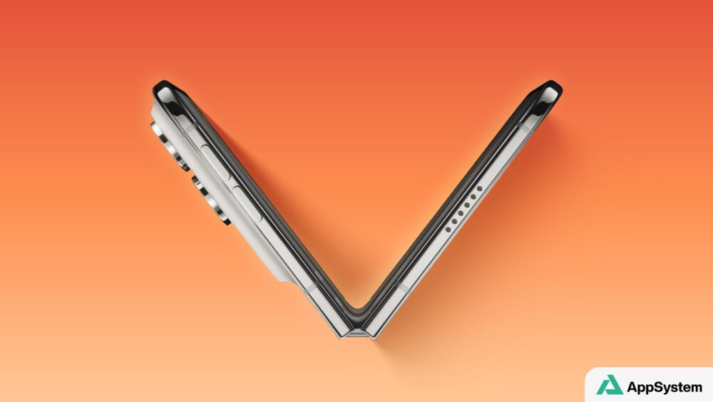 Rendu du smartphone pliable iPhone Duo ouvert en angle