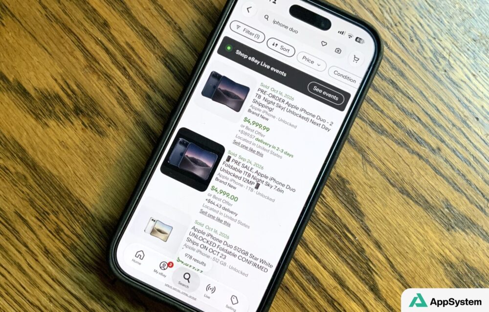iPhone Duo affiché sur eBay avec des annonces à 4 999 dollars