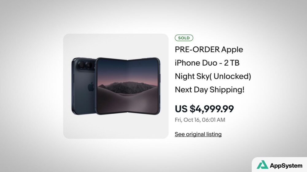 Annonce eBay vendue d’un iPhone Duo 2 To à 4 999 dollars