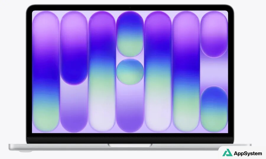 MacBook Neo affichant un fond d’écran coloré