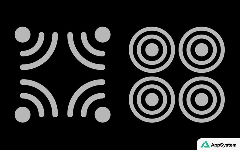 Illustration de quatre enceintes HomePod disposées pour un son surround