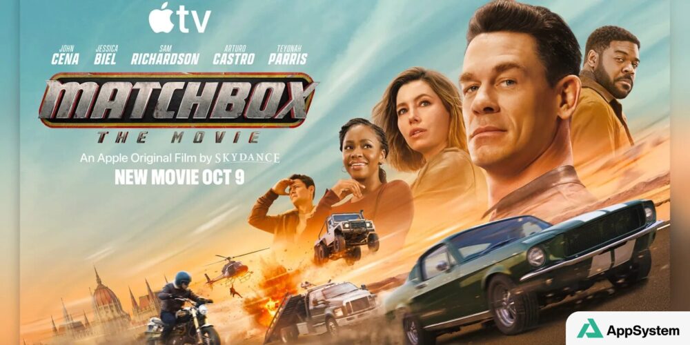 Affiche promotionnelle du film Matchbox avec scènes d’action automobile