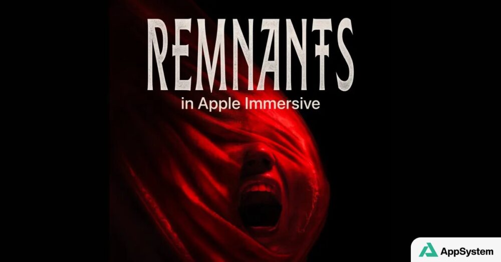 Affiche rouge du film d’horreur immersif Remnants pour Apple Vision Pro
