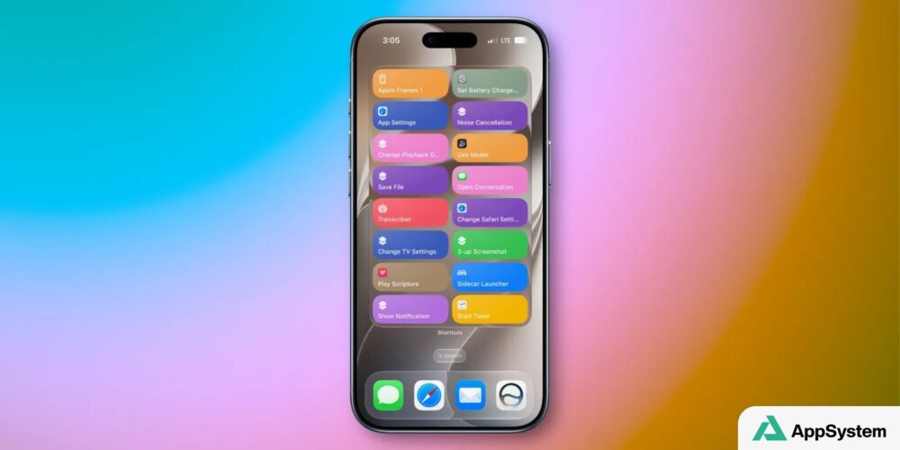 iPhone présentant une grille de widgets colorés sur son écran d’accueil